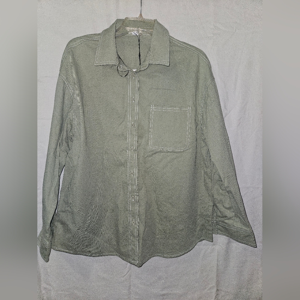 Rachel Paige, S, Green oversized button up